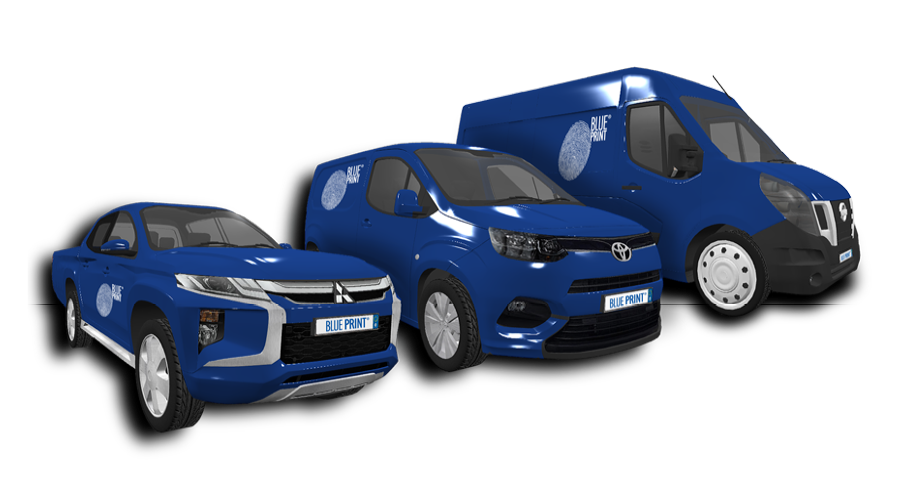 Три транспортні засоби поруч: легковий автомобіль, позашляховик SUV, легкий комерційний автомобіль LCV